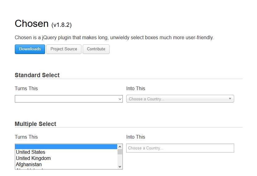 Screenshot: Chosen - a Jquery library to tame unwieldy select boxes